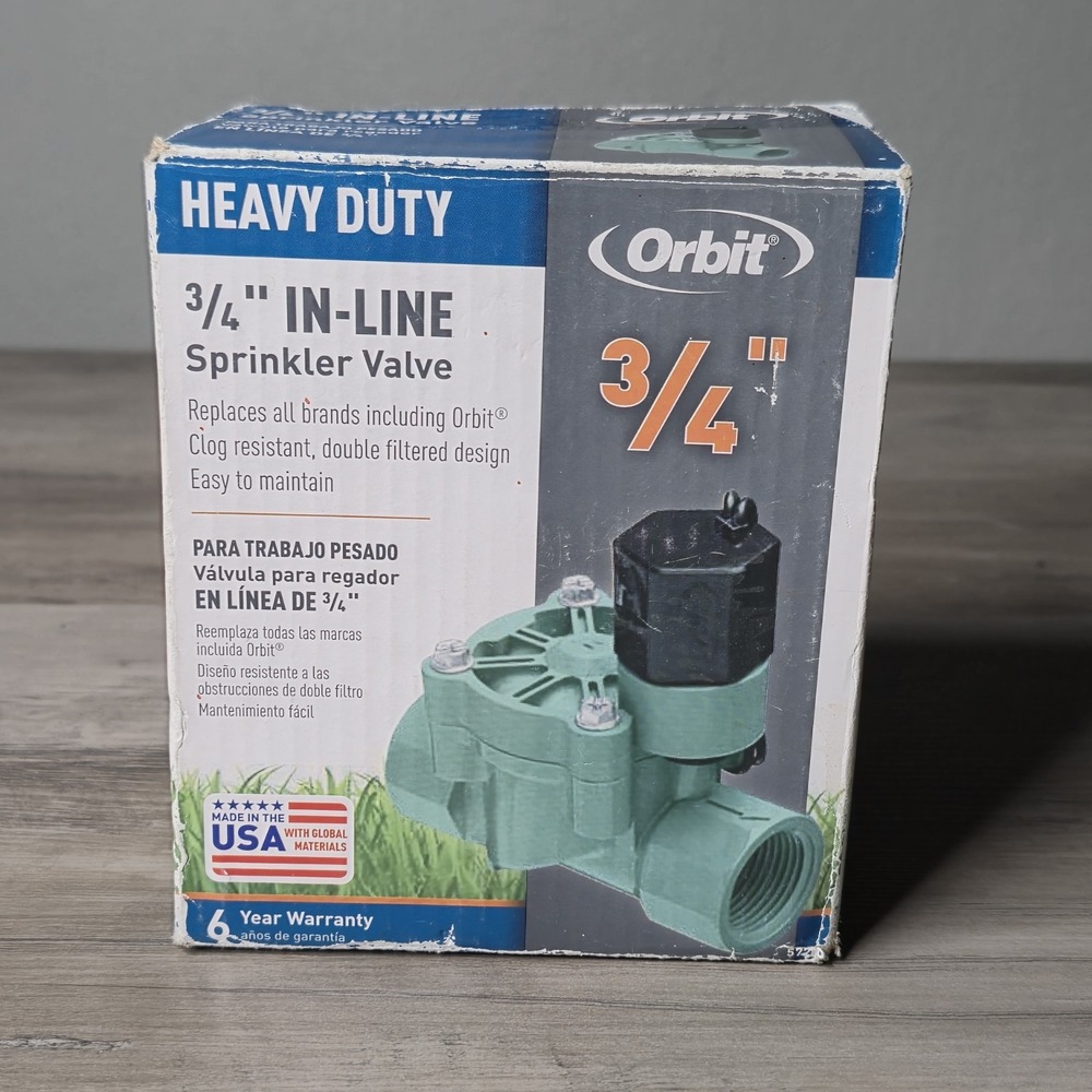 Orbit 3/4 Inch Heavy-Duty In-line Sprinkler Valve Assembly 57280 New Open Box